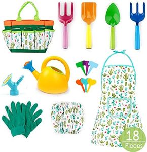 XINNIAN Kit Jardineria Niños,Herramientas de Jardín para Niños 18 Piezas,Herramientas de Juego para el Jardín Playa Niños con Regadera,Rastrillo,Pala Juegos Exterior por Niños