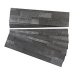 Aspect Peel and Stick Stone Overlay Kitchen Backsplash - (approx. 15 sq ft Kit) - Easy DIY Tile Backsplash (Charcoal Slate)