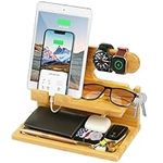 ZAPUVO Gifts for Men, Dad Gifts from Daughter Son, Ash Wood Phone Docking Station Nightstand Organizer, Gifts for Dad Husband Anniversary Birthday Gifts from Wife Boyfriend Gadgets Gift Ideas for Him