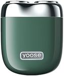 yoose Mini Shaver, Portable Alloy Electric Shavers for Men, Cordless Rechargeable Travel Shaver, Dry Shave, IPX7 Waterproof, Battery Indicator, Travel Lock, Electric Razor with Leather Case, Green