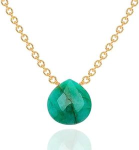 Emerald Necklace for Women, Premium Gold Heart Necklaces for Women - Tarnish Free 18K Gold Vermeil Certified S925 Classic Statement Necklace Gold Jewelry for Women - Mothers Day Gifts for Mom Wife