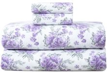 Bliss Casa 4 Piece 100% Cotton Flannel Sheet Set King - High GSM Deep Pockets, Warm Breathable Flannel Sheet Set. Flannel Bed Set Includes 1 Flat Sheet, 1 Fitted Sheet & 2 Pillowcases (Sabrina)