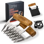 Sterline Meat Shredder Claws Set - 5 Pieces - T304 Stainless Steel Fork with Silicone Protector, Wooden Handle for Easy Lifting, Shredding Pulled Pork, Chicken, Brisket - BBQ Grilling Accessory Gift