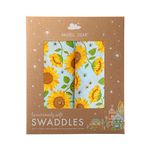 Angel Dear Sunflowers Swaddle Blanket Whispering Blue 2 Pack, Pink (157S1SUNT)