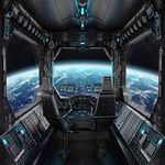 LYWYGG 8X8FT Vinyl Spaceship Interior Background Futuristic Science Fiction Photography Backdrops Spacecraft Cabin Photo Shoot Studio Props Astronomy Universe Galaxy Outer Space Station CP-37-0808