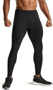 TSLA Men's Thermal Running Tights, Fleece Lined Compression Cycling Pants, Winter Cold Weather Leggings with Zipper Pocket YUL80-BLK_Medium