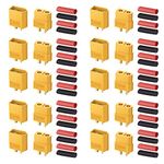 AUTOUTLET 20PCS 10Pairs XT60 Male & Female Bullet Connectors Power Plugs w/ Heat Shink for RC Car/Boat/LiPo Battery