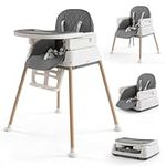 GYARING 3 in 1 Baby High Chair,Adjustable Convertible Chairs Baby High Chairs for Babies and Toddlers,Portable and Easy to Clean,Gray