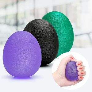 Peradix Hand Grip Strength Trainer, Stress Relief Ball, Wrist Rehab Therapy Hand Grip Equipment Ball Squishy Tools - Set of 3 Finger Resistance Exercise Squeezer (Plus Size - Purple Green Black)
