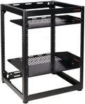 ECHOGEAR 15U Open Frame Rack for Servers & AV Gear - Wall Mountable Design Includes 2X Vented Shelves, 25x Rack Mounting Screws, 4X Leveling Feet, 4X Shelf Stops, & 2X Securement Straps