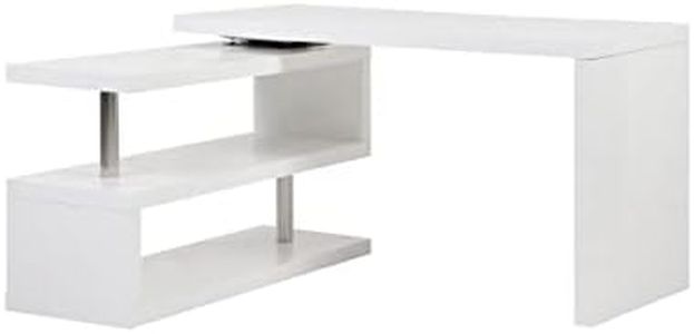 Vente-unique - Escritorio Extensible NICEPHORE II - MDF Lacado Blanco - Tablero pivotante 360°