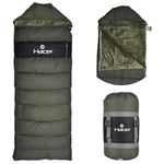 Hacer Kedarkantha Camping Sleeping Bag -5°C to +5°C Half Mummy & Half Rectangle Shape Soft Faux Fur Lining Comfortable Hiking Trekking Bags for Baby Men Women Height Upto 7.2ft (Black & Mehendi, 2 kg)