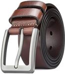 Tolumo Belts for Men, Thick Full Grain Leather Mens Belt 1 1/2" Wide Casual Belt Adjustable Trim to Fit 558 Brown 105cm