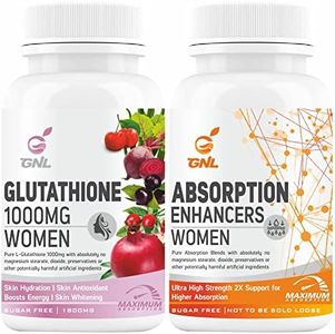 GNL Glutathione Tablets For Skin Whitening, L-Glutathione 1000mg Reduced, Vitamin E, Vit C, Biotin, Hyaluronic Acid & ALA, Collagen Supplements For Women-60 Glow Tablet (No Capsule Pack 1)