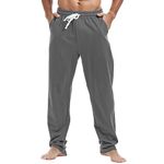 MakingDa Mens Joggers Sweat Pants Casual Cotton Gym Yoga Trousers Open Hem Tracksuit Bottoms Jogging Sports Summer Beach,Darkgrey L