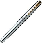 Parker Frontier Stainless Steel Gold Trim Blue Ink Roller Ball Pen