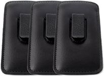 Calabria Half Slip Soft Grain Eyeglass Case 3 PACK BLACK Syn.Leather &Felt Lined, Black (3 Pack), Medium