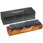 Whiskey Stones Gift Set for Men | 6 Granite Whiskey Rocks Chilling Stones in a Classy Wood Tray | Gift-Ready Chilling Rocks for Drinks | Whiskey Gift for Men, Dad, Husband, Boyfriend