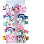 SYGA 10Pcs Baby Hair Clip For Girl Alligator Hair Accessory For All Type of Infant Toddler Baby Hairs Bow Rainbow Cloud Unicorn Patterns- Set of 10, Rainbow