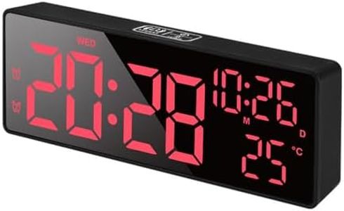 SonoYU Digital Alarm Clock, Bedside Desk Table Clock, Alarm Clock for Bedroom with DST/Temperature/Snooze-12/24H, for Deep Sleepers Kids Home Office, Black (red Light)