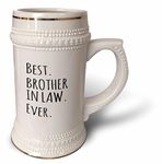 3dRose Best Ever-Gifts for Brother-in-Law-Black Text-Stein Mug, 18oz (STN_203242_1), 22oz, White