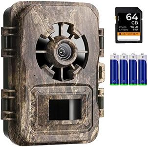 K&F Concept Trail Cameras 24MP 1296P, Game Camera with No Glow Night Vision, IP66 Waterproof Hunting Camera with 0.2s Trigger Motion Activated for Wildlife Monitoring, Free 64GB SD Card and Batteries