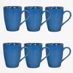 Femora 22k Liquid Gold Marble Design Ceramic Coffee Mug, Tea Cups Set of 6 (320ml) 22k Liquid Gold Line Sky-Blue, Tea Cups, Stackable, Chip Resistant