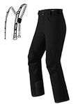 fit space Warm Insulated Ski Pants for Women Zip-Off Suspenders Winter Snow Snowboarding Bibs Waterproof Breathable Stretch (Black,Medium)