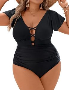 Blooming Jelly Women's Plus Size One Piece Swimsuits 2024 Tummy Control Bathing Suit Maternity Swimwear（Black,3X-Large）