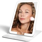 Fancii Rechargeable Travel Makeup Mirror with Bright LED Lights and 3 Color Modes - Ultra Thin, Portable and Lightweight, Touch Dimming, Compact Folding Mirror, Lighted Vanity Mirror, Nora Mini