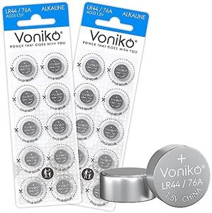 Voniko AG13 LR44 Batteries 20 Pack—[Ultra Power] Premium Alkaline 1.5 Volt LR44 Button Cell Battery for Toys & Electronic Devices