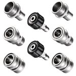 Pressure Washer Quick Connect Kit, Selkie 8pack M22 14mm to 3/8 Inch Quick Connect Fittings, 3/4 Inch to 1/2 Inch Quick Release Adapter Set for Power Washer, Stainless Steel