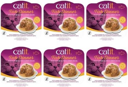 Catit Wet Cat Food, Fish Dinner with Salmon & Green Beans, 80 g (Pack of 6), Cat Food Wet, Cat Wet Food, Wet Cat Food Pate, Canned Cat Food, Kitten Cat Food, Soft Cat Food, Nourriture Pour Chat