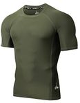 LAFROI Men's Short Sleeve UPF 50+ Baselayer Skins Compression Rash Guard (Sym Olive, XL)