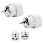 Hi-PLASST India to Europe Converter Plug, Germany Travel Adapter (Pack of 2) Type E/Type-F Universal Socket with Schuko Pin Power Plug, 2pin to 3pin South Korea • France • Europe • Russia