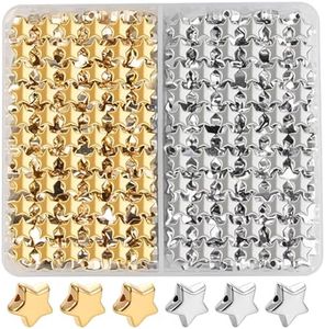 ZenBeya 400PCS Star Spacer Beads for bracelets, Large Hole Loose Bulk Bracelet Charm Star Beads for Friendship Bracelet Jewelry Necklace Craft DIY Making Valentine Christmas Birthday Gift, Gold Silver