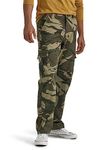 Wrangler Authentics Men's Fleece Lined Cargo Pant, Green Brown Camo, 32W x 32L