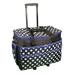 Sewing Machine Trolley Bag Black and White Spot with Blue Trim - 53 x 41 x 29cm