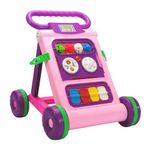 Mama Luv Mee Baby Activity Walker Learning Push Walker for Babies 6 to 18 Months, Foldable Musical Walker with Recreational Toy Bar (Pink)