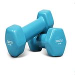 Amazon Brand - Symactive Vinyl Coated Fixed Dumbbell for Gym Exercises, Set of 2, 0.5 kg , Blue