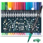 Ohuhu 36 Colors Art Markers, Dual Tips Coloring Brush Marker Fineliner Color Pens, Water Based Marker for Calligraphy Drawing Sketching Coloring Book Bullet Journal, 36 Colours Black Package