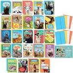 T MARIE 24 Funny Animal Greeting Cards Set with Envelopes - Unique Designs with No Repeats - 4.5” x 6.25” Note Cards for Friends, Kids, Teachers