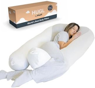 Plufl Hugl Cooling Body Pillow for Adults Made with Memory Foam | U Shaped Maternity Pillows Great for Side Sleepers & Pregnant Women | Washable Cover | White