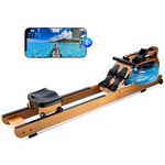 TOPIOM Water Rowing Machine with TM-3 Performance Monitor, 400 lbs Max Load, Oak Wood Rower Machine