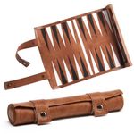 Pengrity Travel Backgammon Set, Portable Backgammon Board Game, Roll Up backgammon Travel Set Leather, Tactical Board Game Ideas for Kids Adults Family Party