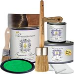 Deluxe Starter Kit, Jade 36: Retique It by Renaissance Chalk Furniture Paint Deluxe Starter Kit - 32Oz Paint/13Oz Clear Wax/4Oz Dark Wax/2" Paint Brush/1.5" Wax Brush/1" Detail W