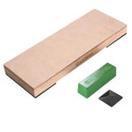 SHARPAL 204N Leather Strop (Genuine Cowhide) 8" x 3" Kit with 2 Oz. Polishing Compound & Angle Guide, Knife Stropping Block for Sharpening & Honing Knives, Straight Razor, Woodcarving Chisels