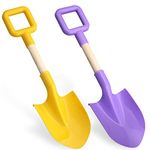 Amarlozn Beach Sand Shovels Toy for Kids, Jumbo Gardening Tool Kit, 16" Sturdy Long Handheld Wooden ABS Plastic Spade Scoop for Sand Snow Digging Planting, Summer Winter Backyard Fun (Purple, Yellow)