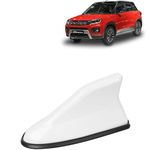 KINGSWAY® Shark Fin Car Antenna Compatible with Maruti Suzuki Vitara Brezza (Year 2020-2022), Universal Size Car Radio FM AM, Waterproof ABS Body, Easy Replacement, 1 Piece, White Color