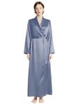 Bella Babe by SK Luxury Long Robe for Women | Premium Satin Robe | Night Robe | Nightdress | Robe Dress | Thick Satin | Long Kimono | Soft Fabric (S, Light Blue)